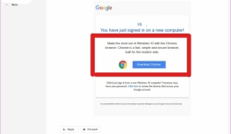 在新裝置使用 Edge 登入 Gmail 被提醒下載 Chrome