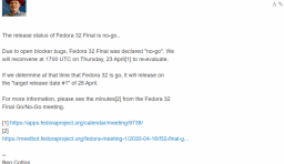 Fedora 32 因 Bug 將推遲釋出