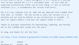 FreeBSD 已從系統移除 GCC 4.2.1