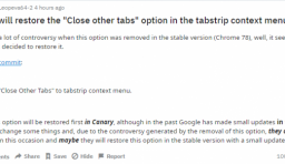 谷歌：根據用戶反饋，我們將恢復 Chrome 的「關閉其他選項卡」